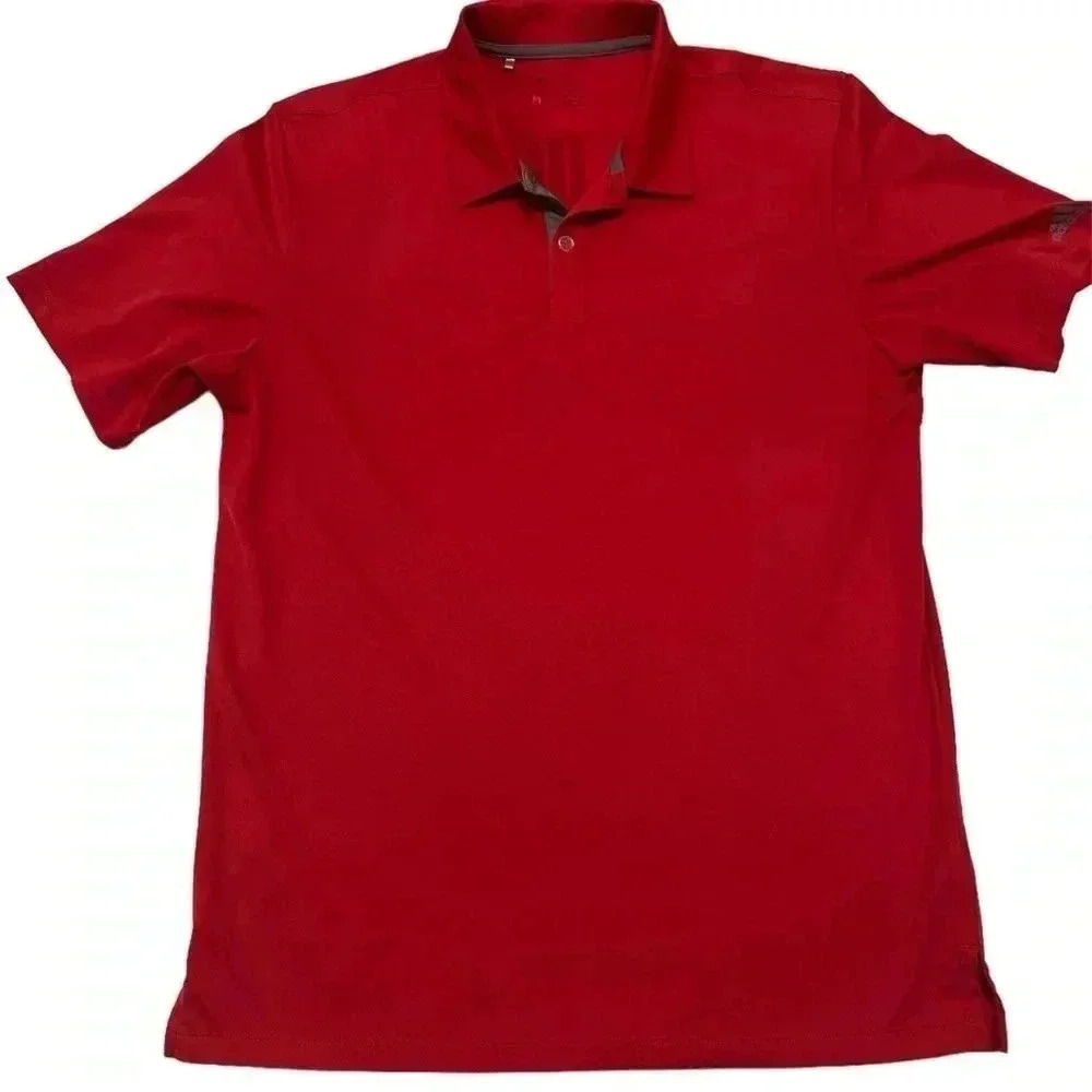 Adidas Red Climalite Golf Polo Sport Collared Short Sleeve Size Medium